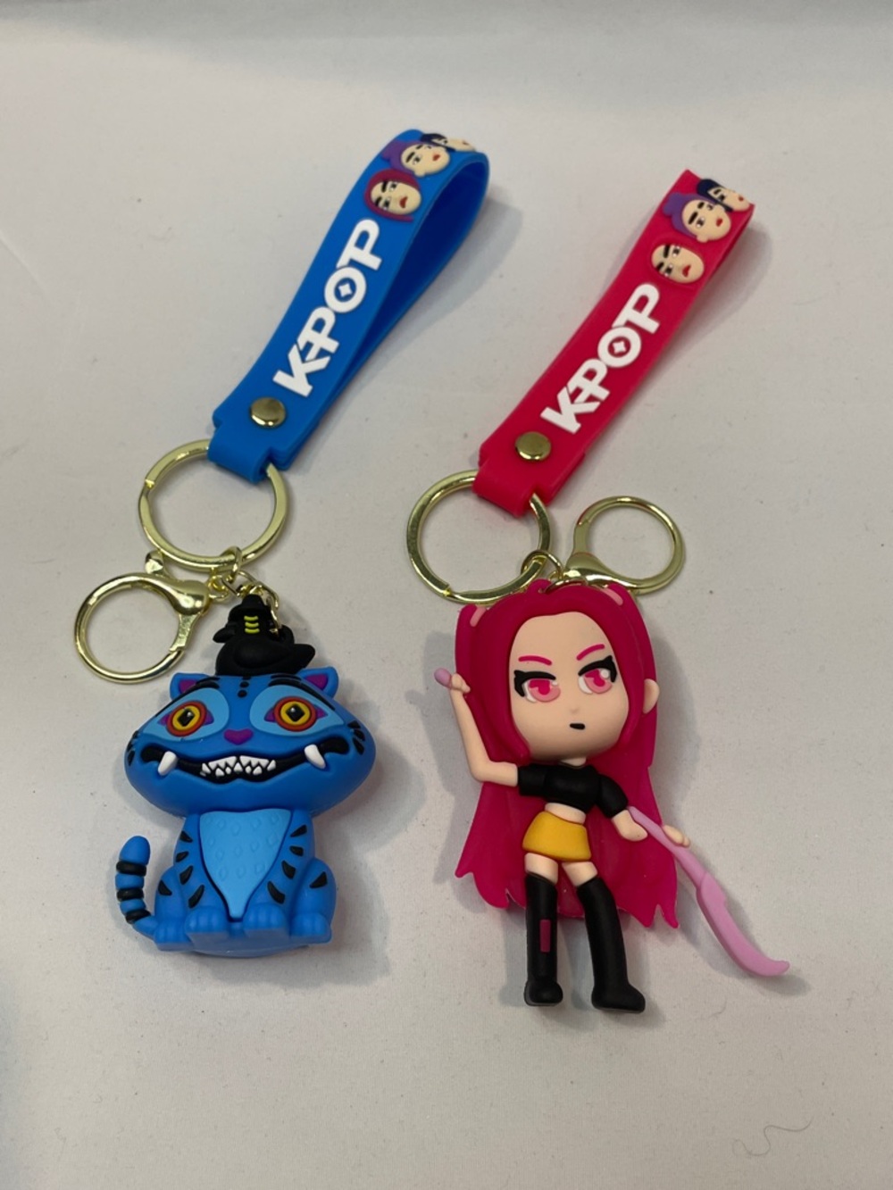 K POP Derpy the Blue Tiger & Mira Silicone Keychain Duo